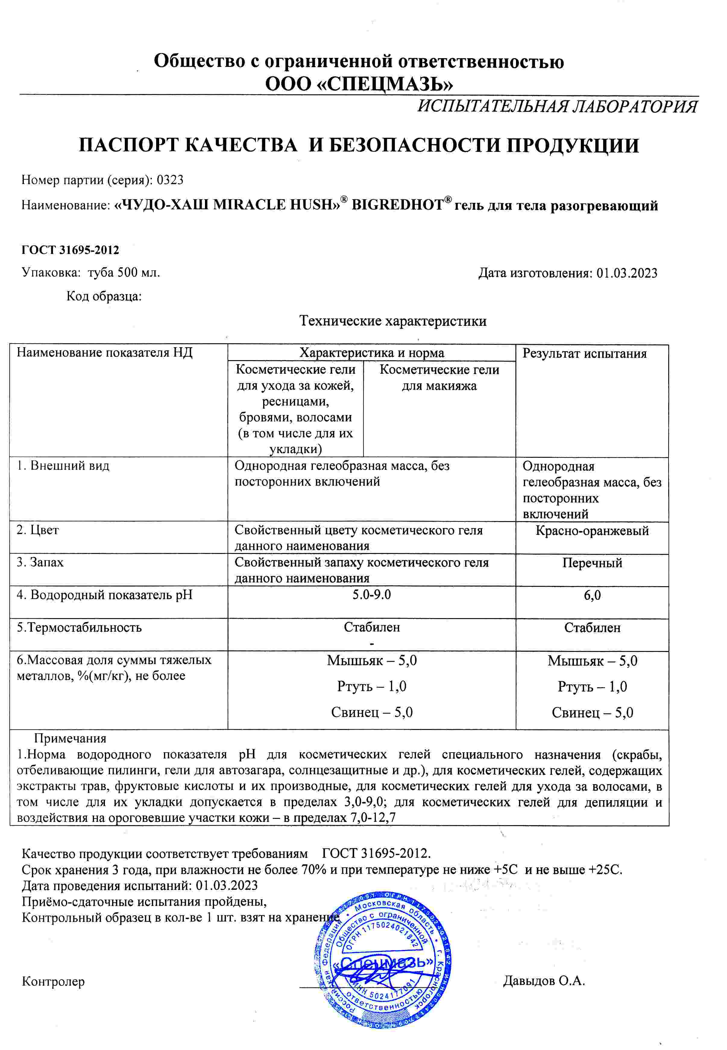 Паспорт №032023